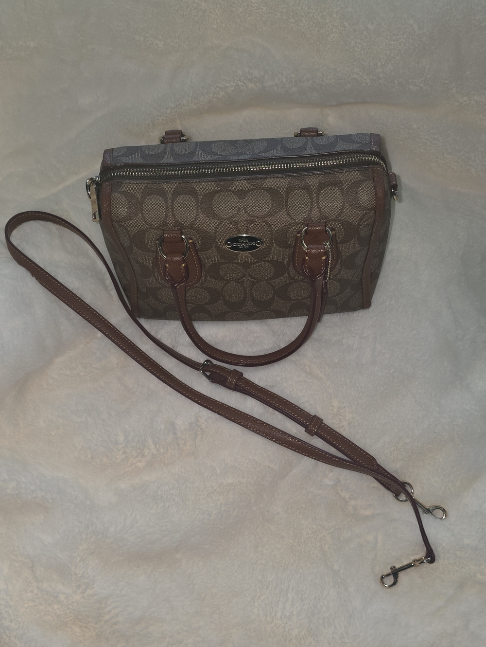 Coach Brown Signature Mini Satchel with Removable Strap